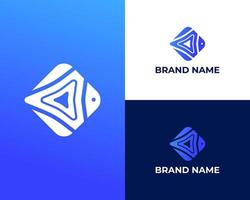 Abstract and geometric shape fish company business logo design vector