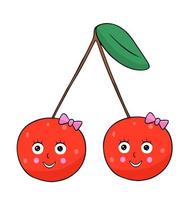 Cute cherry character vector