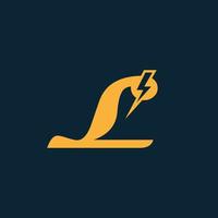 L Letter Logo With Lightning Thunder Bolt Vector Design. Electric Bolt Letter L Logo Vector Illustration.