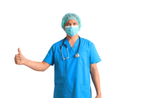 masculino médico vistiendo azul traje png