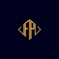 FP initial monogram square logo design ideas vector