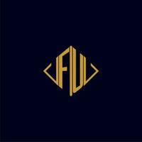 FU initial monogram square logo design ideas vector