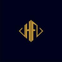 HF initial monogram square logo design ideas vector