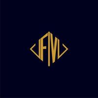 FV initial monogram square logo design ideas vector