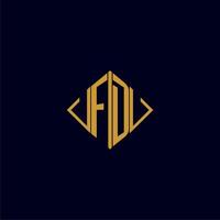 FD initial monogram square logo design ideas vector