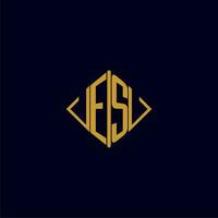 ES initial monogram square logo design ideas vector