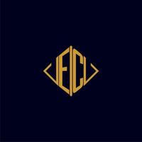 EC initial monogram square logo design ideas vector