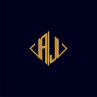 AJ initial monogram square logo design ideas vector