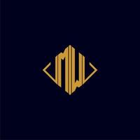 MW initial monogram square logo design ideas vector