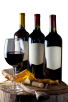 Glass and bottles of red and white wine png