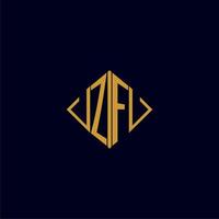 ZF initial monogram square logo design ideas vector