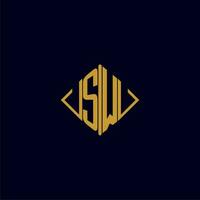 SW initial monogram square logo design ideas vector