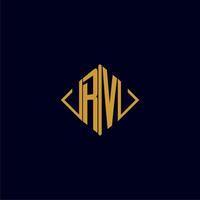 RV initial monogram square logo design ideas vector