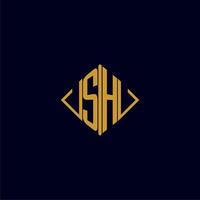 SH initial monogram square logo design ideas vector