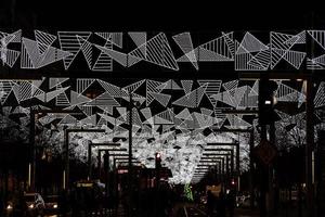 original Christmas illumination at night in the spanish city of Zaragoza photo