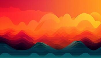 Simple minimalist retro color trendy background abstract colorful wallpaper and backdrop. Artistic digital art 3d rendering geometric line stripe bar element design material. Panoramic mountain wave. photo