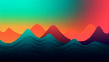 Simple minimalist retro color trendy background abstract colorful wallpaper and backdrop. Artistic digital art 3d rendering geometric line stripe bar element design material. Panoramic mountain wave. photo