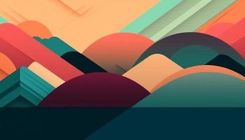 Simple minimalist retro color trendy background abstract colorful wallpaper and backdrop. Artistic digital art 3d rendering geometric line stripe bar element design material. Panoramic mountain. photo