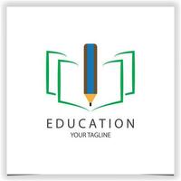 Vector education book and pencil logo template with flat blue and green color style logo premium elegant template vector eps 10 logo premium elegant template vector eps 10