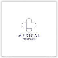 Outline modern medical and cross logo premium elegant template vector eps 10