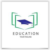 vector educación logo modelo con plano azul y verde color estilo logo prima elegante modelo vector eps 10