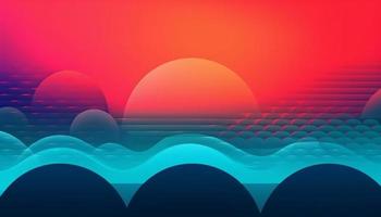 Simple minimalist retro color trendy background abstract colorful wallpaper and backdrop. Artistic digital art 3d rendering geometric line stripe bar element design material. Panoramic sky wave. photo