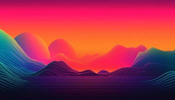 Simple minimalist retro color trendy background abstract colorful wallpaper and backdrop. Artistic digital art 3d rendering geometric line stripe bar element design material. Panoramic sky wave. photo