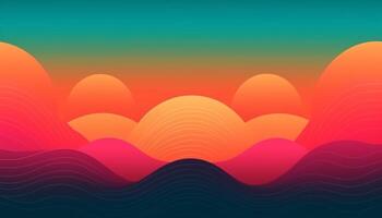 Simple minimalist retro color trendy background abstract colorful wallpaper and backdrop. Artistic digital art 3d rendering geometric line stripe bar element design material. Panoramic mountain wave. photo