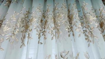 Curtain with a beautiful embroidered pattern, the camera moves slowly horizontally. video