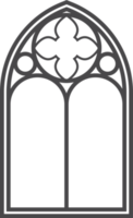 gotik fönster. årgång färgade glas kyrka ram. element av traditionell europeisk arkitektur png