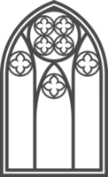 gotik fönster. årgång färgade glas kyrka ram. element av traditionell europeisk arkitektur png