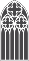 gótico janela. vintage manchado vidro Igreja quadro. elemento do tradicional europeu arquitetura png