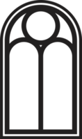 Gothic window. Vintage stained glass church frame. Element of traditional European architecture png