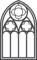 Gothic window. Vintage stained glass church frame. Element of traditional European architecture png