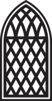 gotik fönster. årgång färgade glas kyrka ram. element av traditionell europeisk arkitektur png