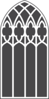 Kirche mittelalterlich Fenster. alt gotisch Stil die Architektur Element. Glyphe Illustration png
