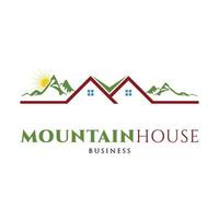 montaña con casa icono logo diseño modelo vector