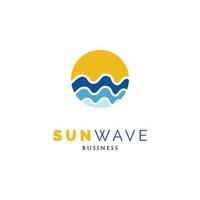 Sun with Sea Waves Icon Logo Design Template vector