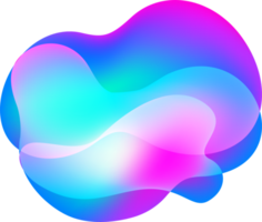 Liquid gradient shape. Fluid abstract color background. Holographic organic 3D design. Neon futuristic element. Blend bubble png