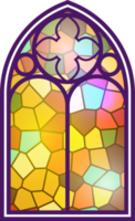 Gothic window. Vintage stained glass church frame. Element of traditional European architecture png