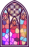 gotisch venster. wijnoogst gebrandschilderd glas kerk kader. element van traditioneel Europese architectuur png