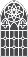 kyrka medeltida fönster. gammal gotik stil arkitektur element. glyf illustration png