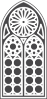 kyrka medeltida fönster. gammal gotik stil arkitektur element. glyf illustration png