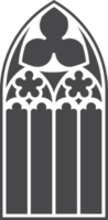 kerk middeleeuws venster. oud gotisch stijl architectuur element. glyph illustratie png