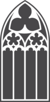 kyrka medeltida fönster. gammal gotik stil arkitektur element. glyf illustration png