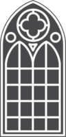 Iglesia medieval ventana. antiguo gótico estilo arquitectura elemento. glifo ilustración png