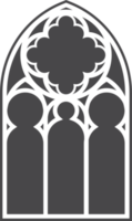 Church medieval window. Old gothic style architecture element. Glyph illustration png