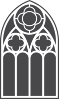 Church medieval window. Old gothic style architecture element. Glyph illustration png