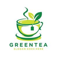 Green tea logo design vector