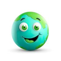 Cute Earth 3D isolated on white background. illustration design. . photo